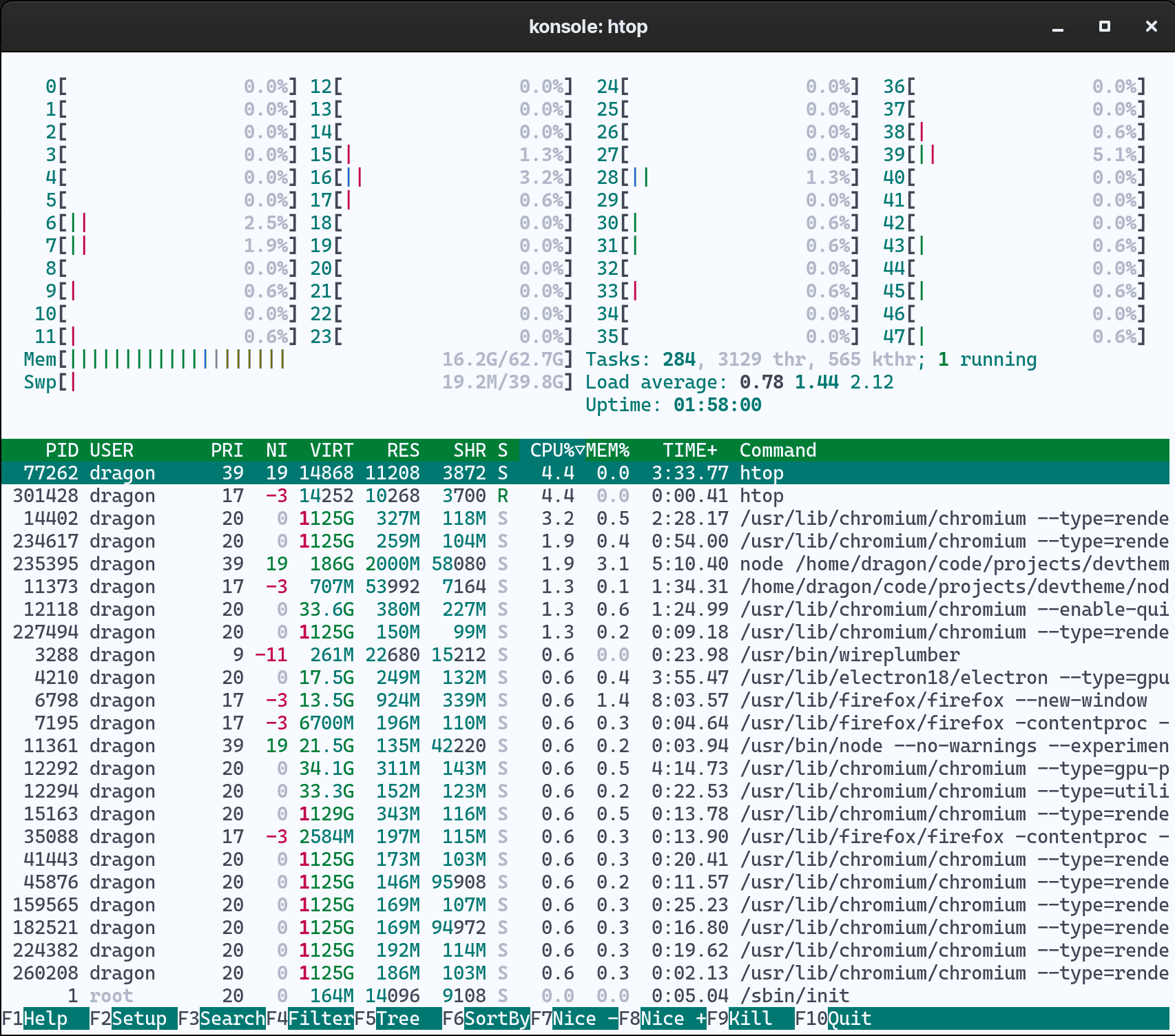 Screenshot of Alacritty with a Hueflake theme