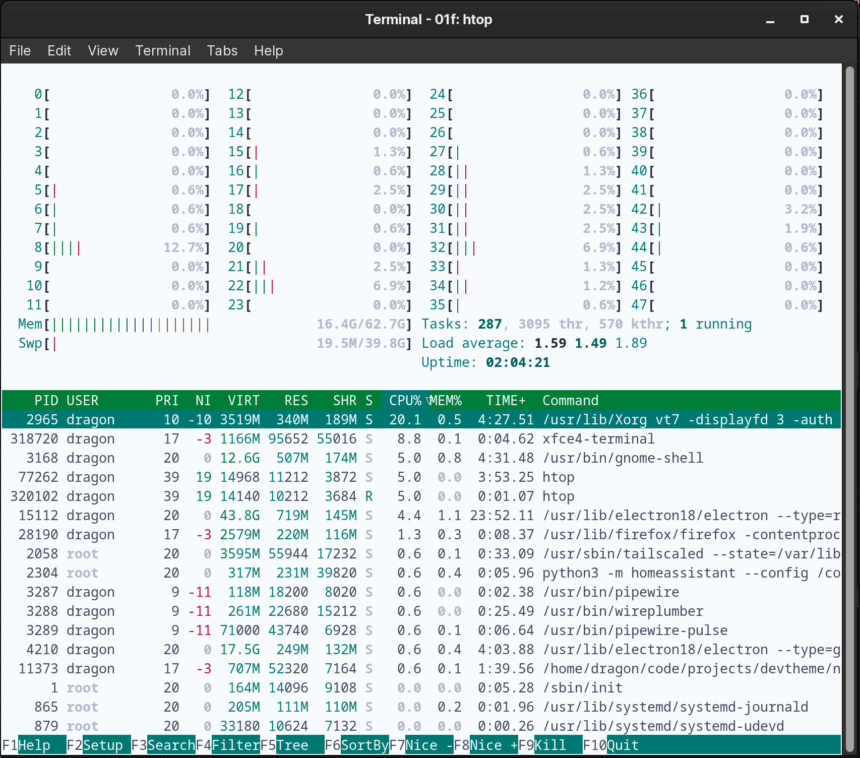 Screenshot of XFCE Terminal with a Hueflake theme